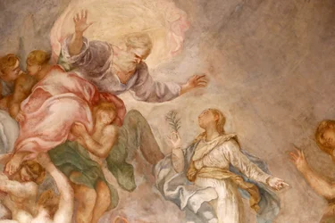 Basilica di Santa Maria delle Vigne. Dio Padre. Affresco. Genova. Italia.