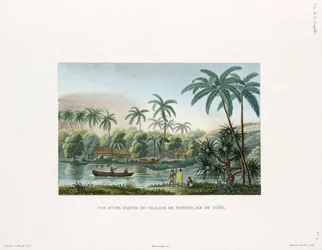 Vista di un villaggio a Matavai, isola di Tahiti