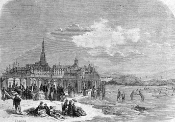 Vista dei bagnanti sulla spiaggia di Saint Malo