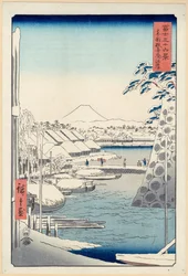 Riva del fiume a Sukiya in Edo (Tōto Sukiya-gashi), dalla serie Trentasei vedute del Monte Fuji