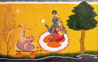 Jayadeva che adora Radha e Krishna