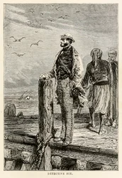 Il detective Fix, da Il giro del mondo in ottanta giorni di Jules Verne (1828-1905), inciso da Louis Dumont (n. 1822), 1873
