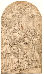 La Madonna col Bambino in trono, affiancata da angeli e dai Santi Carlo Borromeo e Ignazio di Loyola