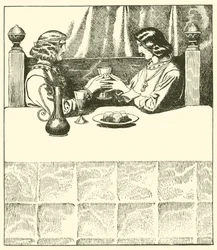 Sir Tristram siede con Sir Launcelot