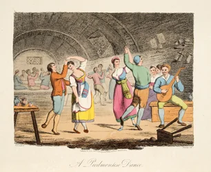 Una Danza Piemontese, da Italian Scenery, rappresentante i Costumi, le Usanze e i Divertimenti dei diversi Stati d