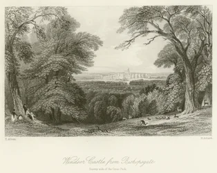 Castello di Windsor da Bishopsgate, lato Surrey del Great Park