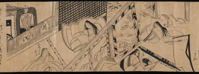 "Akashi", "Boe del canale" ("Miotsukushi"), "La macchia di vermi" ("Yomogiu"), "Portineria" ("Sekiya") e "Concorso di immagini" ("E-awase") capitoli del Racconto di Genji (Genji monogatari)