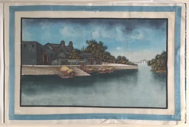 Album contenente dodici dipinti di scene lungo un fiume