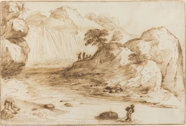 Paesaggio con cascata
