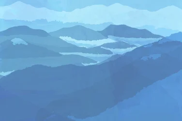 Montagne Blu avvolte nella nebbia