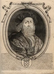 Dinastia dei Merovingi: Ritratto di Childerico III (714-755) Re dei Franchi - CHILDERICO III (m. 754) Re dei Franchi, 741-751, e ultimo dei Merovingi - incisione da 