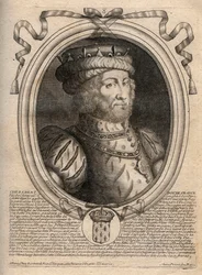 Ritratto di Cariberto, re dei Franchi (561-567) - Cariberto o Chariberto (m.567) Re dei Franchi - incisione da 
