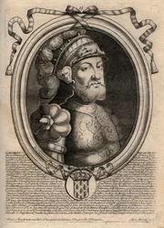Ritratto di Dagoberto, Re dei Franchi dal 628 al 638 - Dagoberto (605-39) Re dei Franchi - incisione da 