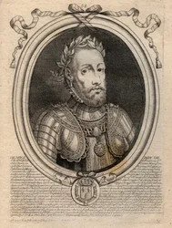 Ritratto di Enrico II (1519 - 1559) Re di Francia - Enrico II (1519-59), Re di Francia - incisione da 