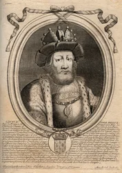 Ritratto di Luigi II il Balbo o il Fannullone (846-879), Re dei Franchi - Luigi II il Balbo 848-879 - incisione da 