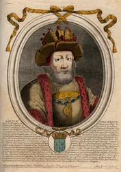 Ritratto di Luigi II il Balbuziente (846-879), Re dei Franchi - Incisione da 