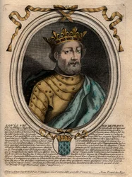 Ritratto di Luigi VIII (1187-1226), re di Francia - Luigi VIII (1187-1226) re di Francia - Incisione da "Les Augustes Representations de tous les Rois de France depuis Pharamond à Louis XIV", Parigi