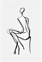 Donna seduta, silhouette a linea singola