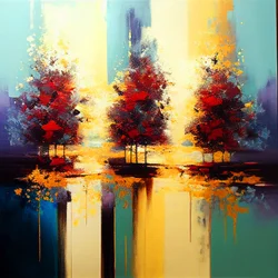 Alberi in paesaggio astratto, stampe d