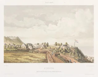 Veduta del forte Oranje e del Cratere a Sint Eustatius