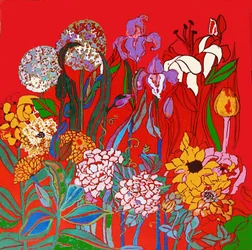 Fiori nel giardino di Adiana, 2016 (mista, acrilico, inchiostro, olio)