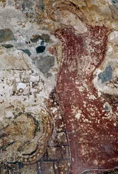 Affresco nella chiesa bizantina di Agios Georgios, Vathi, Creta, Grecia