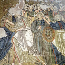 Bacio di Giuda, mosaico nel katholikon (chiesa principale) del monastero di Nea Moni (Lista del patrimonio mondiale UNESCO)