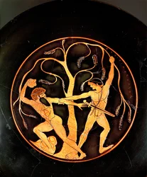 Teseo con il ladro Sinis (ceramica)