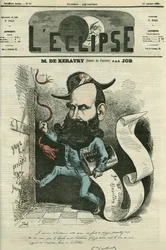 Caricatura di Emile Keratry (1832-1904), politico francese. Copertina in 
