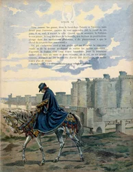 Luigi XI cammina per le strade di Parigi davanti alla prigione della Bastiglia