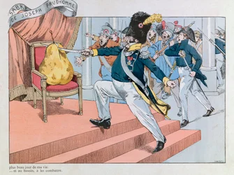 Illustrazione tratta dal libro Les epees de France: Luigi Filippo cacciato dal trono