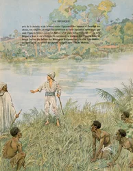 Storia del Belgio: sergente Henri de Bruyne (1868-1892) e tenente Joseph Lippens (morto 1892) sulle rive della Lomami in Congo nel 1889
