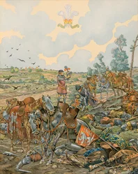 Storia del Belgio: Giovanni I, conte di Lussemburgo detto il Cieco cade nella battaglia di Crécy il 26 agosto 1346