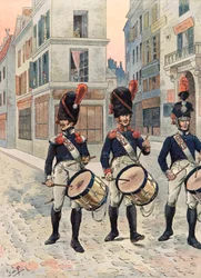 Jacques Marie Gaston Onfroy de Bréville, detto JOB (1858-1931) - Uniformi delle truppe francesi di ogni epoca: tamburini della Guardia nazionale di Parigi (1814-1815), collezione privata