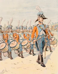Jacques Marie Gaston Onfroy de Breville detto JOB (1858-1931) - Divise delle truppe francesi di tutti i tempi: Tamburi del 15° reggimento di fanteria leggera (1807-1812), Collezione privata