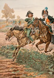 Uniforme delle truppe francesi di tutti i tempi: Cavaliere Vandeano e picchiere sul cavallo della Legione Germanica (1793)