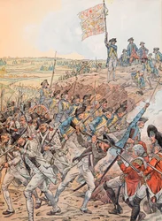 I francesi durante la battaglia di Yorktown nell’ottobre 1781 durante la guerra d’indipendenza, collezione privata