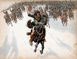 Joachim Murat (1767-1815) alla testa della cavalleria nella battaglia di Eylau l