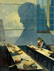 Napoleone I Bonaparte (1769-1821) studia alla Scuola Militare Reale di Brienne. La sua ombra cade sulla mappa geografica dell