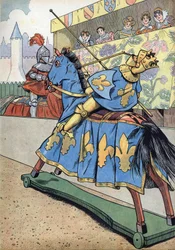 Scena della storia della Francia in giocattoli: La morte del re di Francia Enrico II (1519-1559). Il giorno del matrimonio di sua figlia Elisabetta con Filippo II di Spagna, 30 giugno